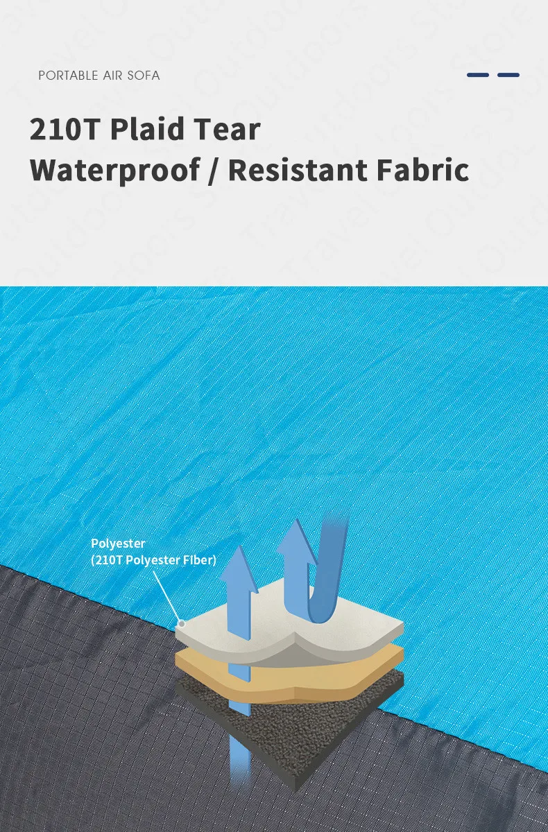 Description Picture 3 of itemMOBI GARDEN Outdoor Camping Inflatable Sofa Air 210T Polyester Portable Beach Chair Lounger Comfort Light Leisure Bed Foldable