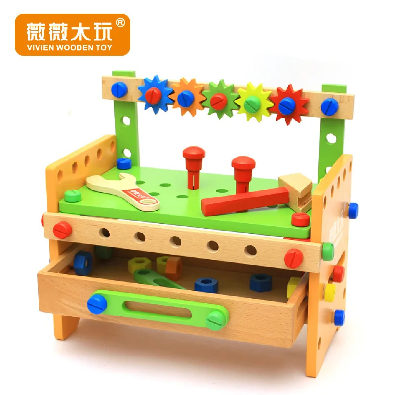 

Wooden Toys Flexible Nut Workbench Deconstructable 2-3-4-5-6-7-8-Year-Old Educational Toy