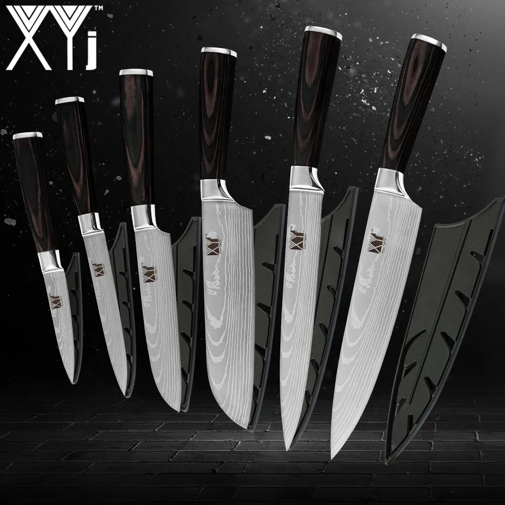  XYj Kitchen Knives 3.5 5 5 7 8 8 inch Japanese Style Cooking Tools Color Wood Handle 7Cr17 Stainles - 32858403311