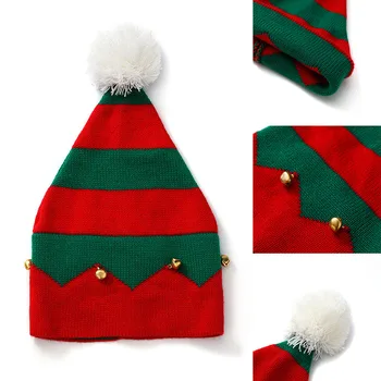 

Chrismas Newborn Cute Winter Warm Kids Baby Ball Design Hats Patchwork Knitted Wool Hemming Caps