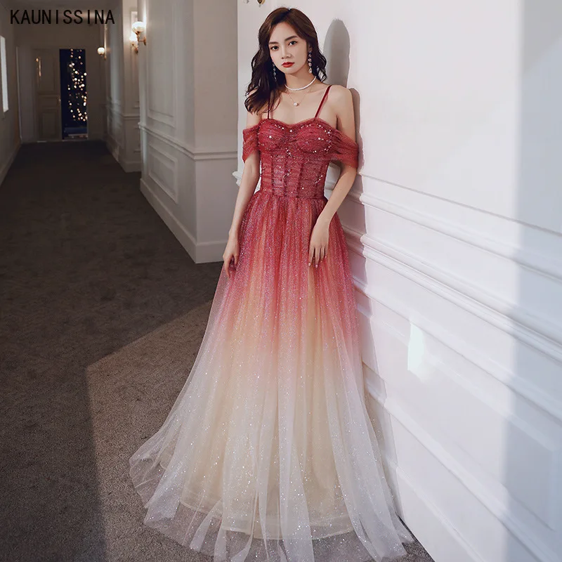 Evening Dress Gradient Color Long 