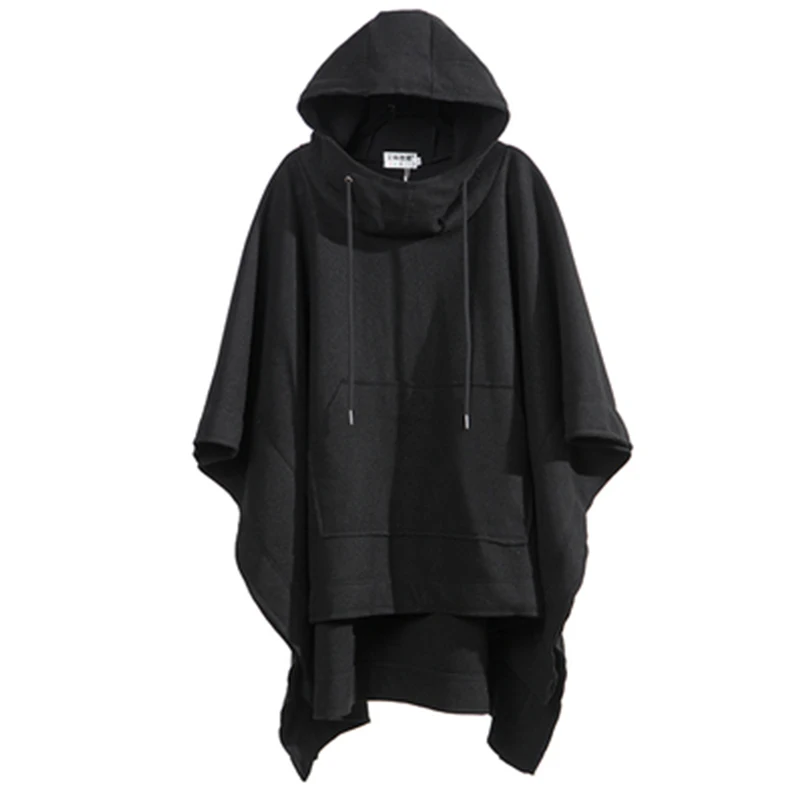 M-4XL, винтажная шерстяная накидка, Мужской плащ, куртка, летучая мышь, шаль-стиль, зимнее пальто, для студентов, темная, с капюшоном, длинная секция