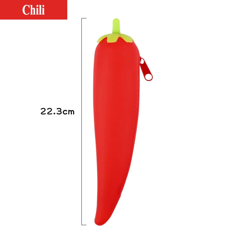 Creative Zipper Silicone Pencil Case Eggplant Peas Bean Pod Corn Carrot Shape Kawaii Student Pen Storage Bag Organizer Kids Gift