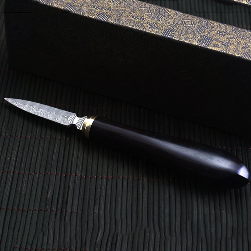 1pcs Tea Knife Stainless Tea Needle Special Tool Ebony Tray Ceremony Utensils Pu Erh Damascus knife Tool