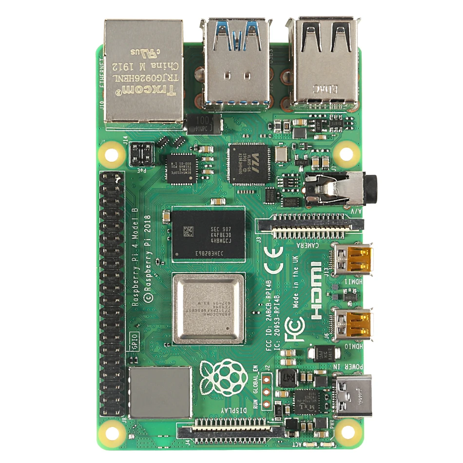 Raspberry Pi 4 Модель B 4 Гб 2 Гб 1 ГБ ОЗУ Bcm2711 четырехъядерный Cortex-a72 Arm V8 1,5 ГГц Поддержка 2,4/5,0 ГГц Wifi Bluetooth 5,0