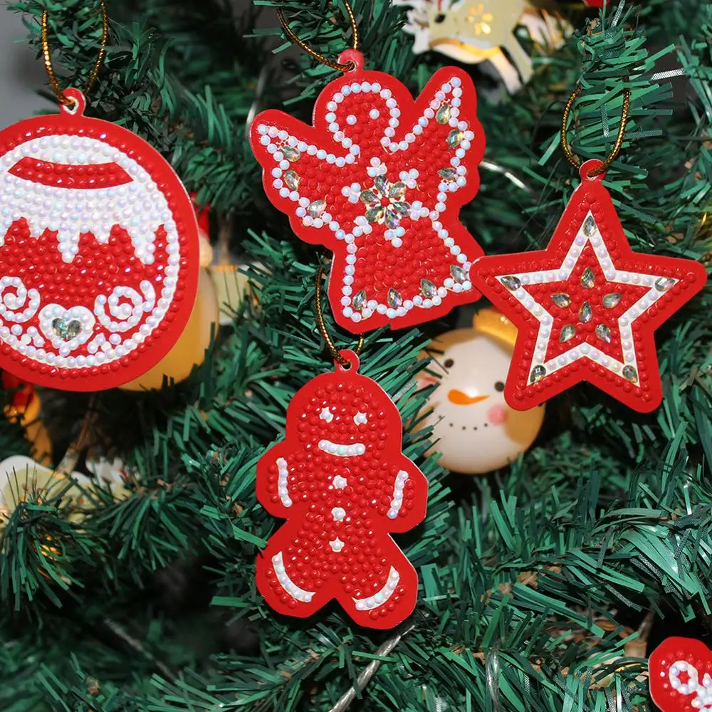 10 шт. DIY Полный сверла алмазов картина со снежинками и пряничным человечком Рождественская елка рождественский кулон-украшение