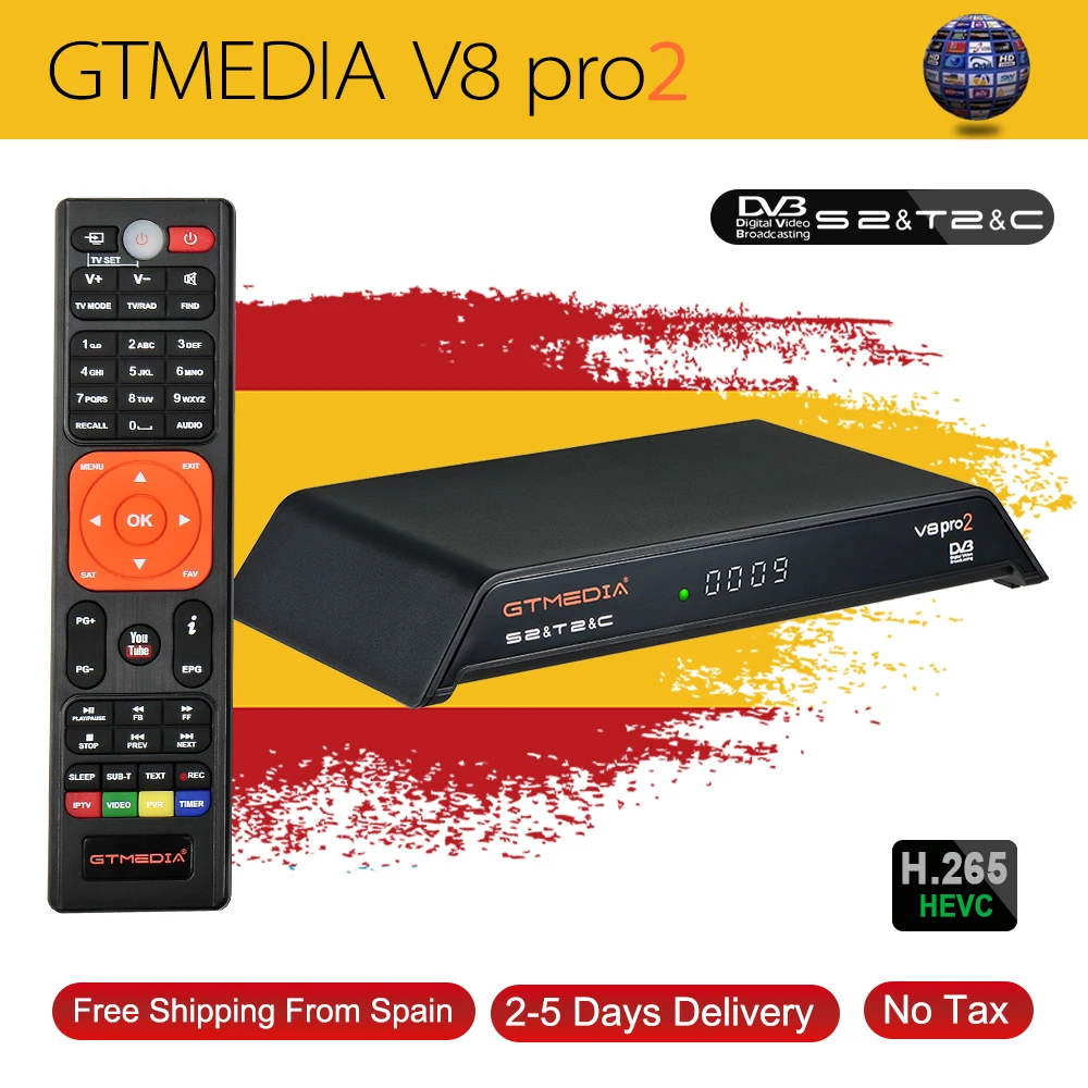 

GTMEDIA V8 PRO2 Satellite Decoder Terrestrial TV Receiver DVB-S2/T2/C WiFi 1080P Full HD H.265 Support Full PowerVu DRE&Biss key