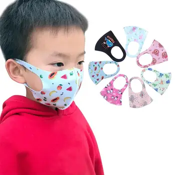 

5pcs Cartoon Sponge Mouth Mask Washable Dustproof Reusable Face Mask Children Kid Fits 3-12 Years Old Kids