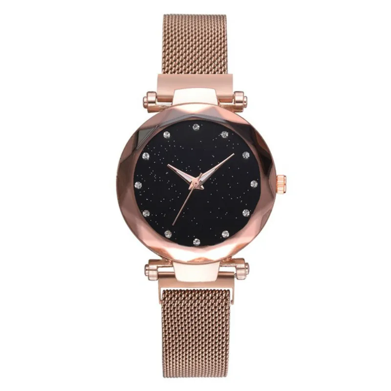 Rose gold БРЕНД Звездное небо женские часы модные элегантные с магнитной пряжкой Vibrato фиолетовые Золотые женские наручные часы роскошные женские часы мужские часы часы мужские наручные ремешок для часов - Цвет: Rose gold