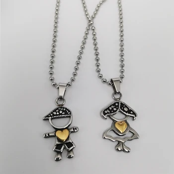 

Boy and girl Stainless Steel pendant Necklace couple simple fashion Necklace unisex jewelry Necklace best friend wholesale