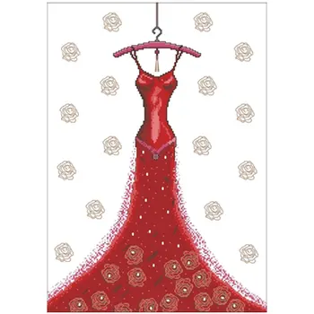 

Red dress Patterns Counted Cross Stitch 11CT 14CT 18CT DIY Chinese Cross Stitch Kits Embroidery Needlework Sets home decor