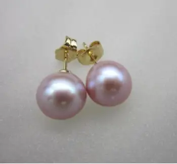 

Free Shipping A pair Charming AAA 9-10mm natural genuine south sea purple pearl earring 14k/20
