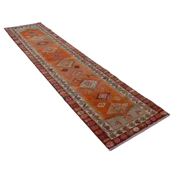 

77x322 Cm Orange Handmade Boho Runner Rugs-2x11 Ft