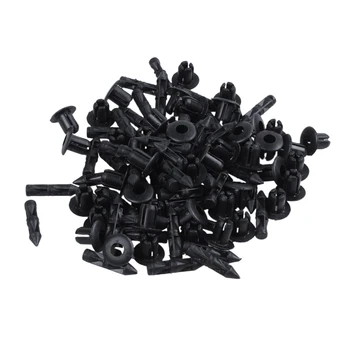 

50x Plastic Rivet Bike Fairing Trim Panel Fastener Clips 6mm For Honda Yamaha Black