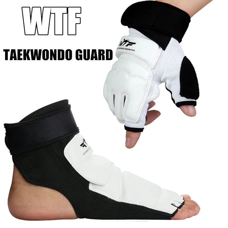 Taekwondo Uniform Foot Gloves Adults Kids Hand Finger Palm Protector