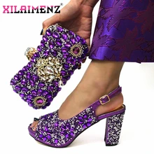 Г.; особый дизайн; Итальянские женские туфли и сумочка в нигерийском стиле; Лидер продаж; фиолетовые туфли и сумочка в комплекте