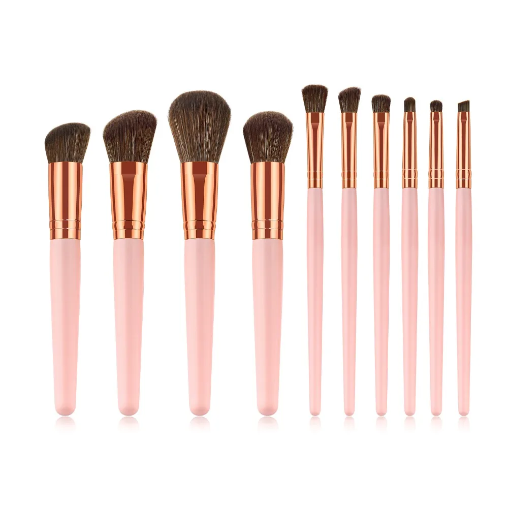 CRISMO Pink beauty набор кистей для макияжа, Премиум синтетическая кисть для волос, основа для пудра, кисть для теней на веки, набор косметических инструментов, 10 шт