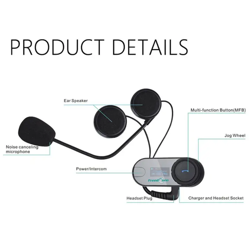 1 комплект стерео bluetooth-рация мотоциклетный шлем домофон гарнитура для мотоцикла с ЖК-экраном и fm-радио