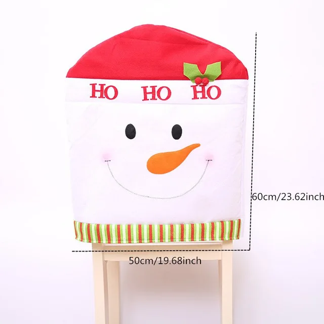 Рождественская накладка на стул Санта Клаус, крышка из нетканого материала для обеденного стола, Красная шапка, чехлы на спинку стула, рождественские украшения для дома - Цвет: snowman Chairshat