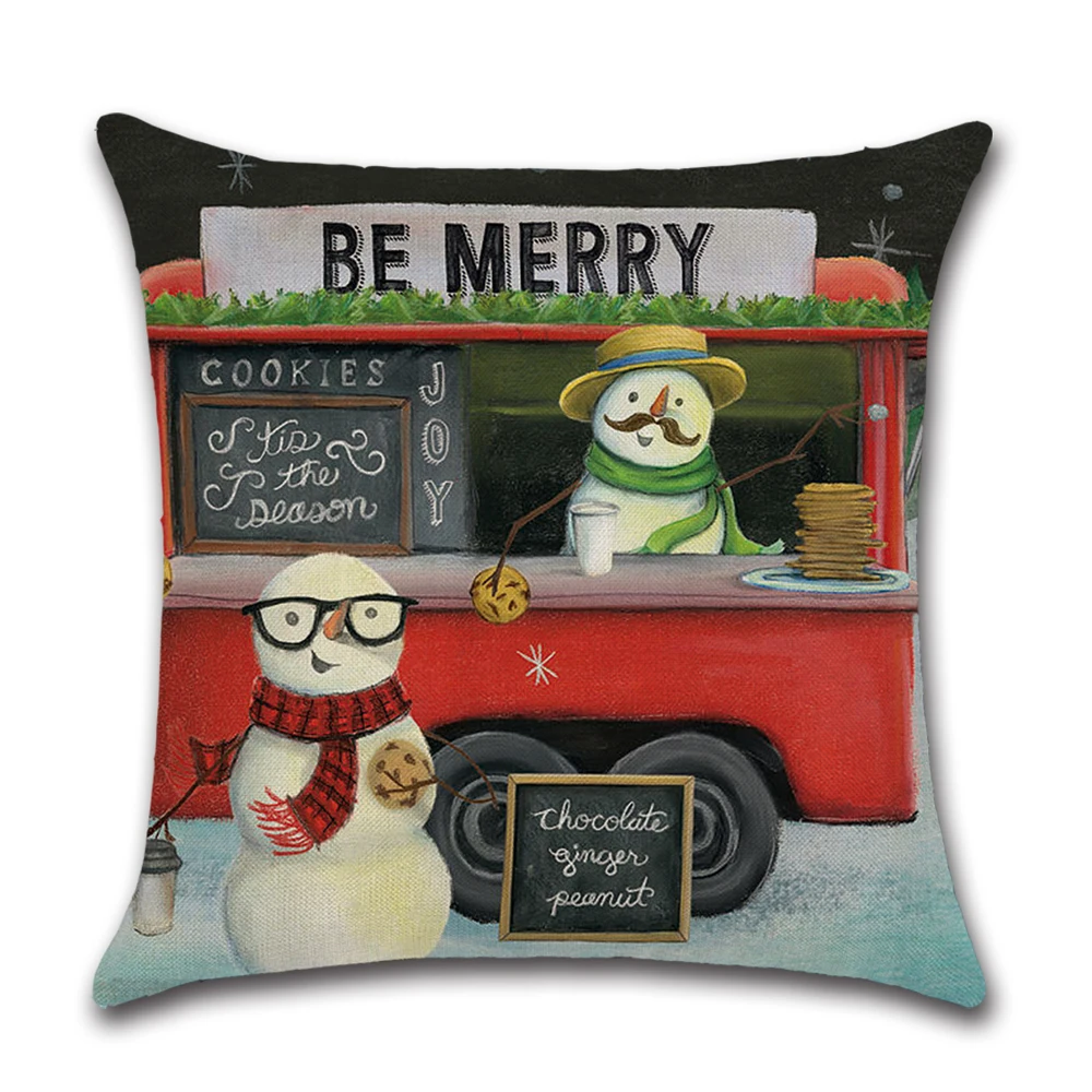4 1pc Christmas Red Truck 45x45cm Cushion Cover Christmas Tree Decoration Family Living Room Chair New Year Linen Pillow Case - Цвет: 4