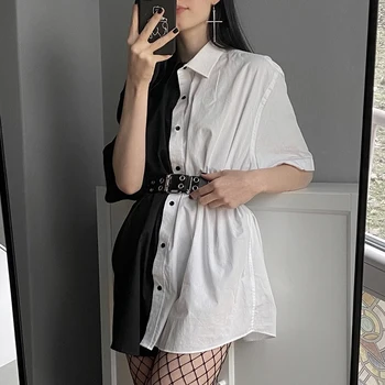 Harajuku Black & White Shirt Mini Dress 3