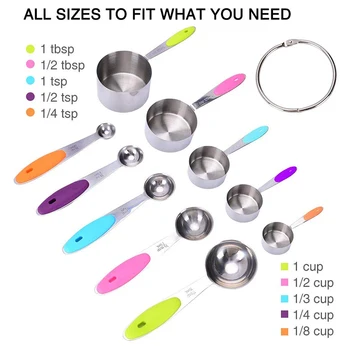 

10 Pcs/set Stainless Steel Measuring Cups Spoons Set for Cooking Baking Making Tea Coffee Kitchen Measuring Tools DEC889