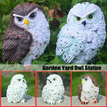 

Garden Yard Owl Statue Sculpture Outdoor Indoor Art Crafts Decor Rainproof Durable Resin Garden Decoration Animal Ornaments