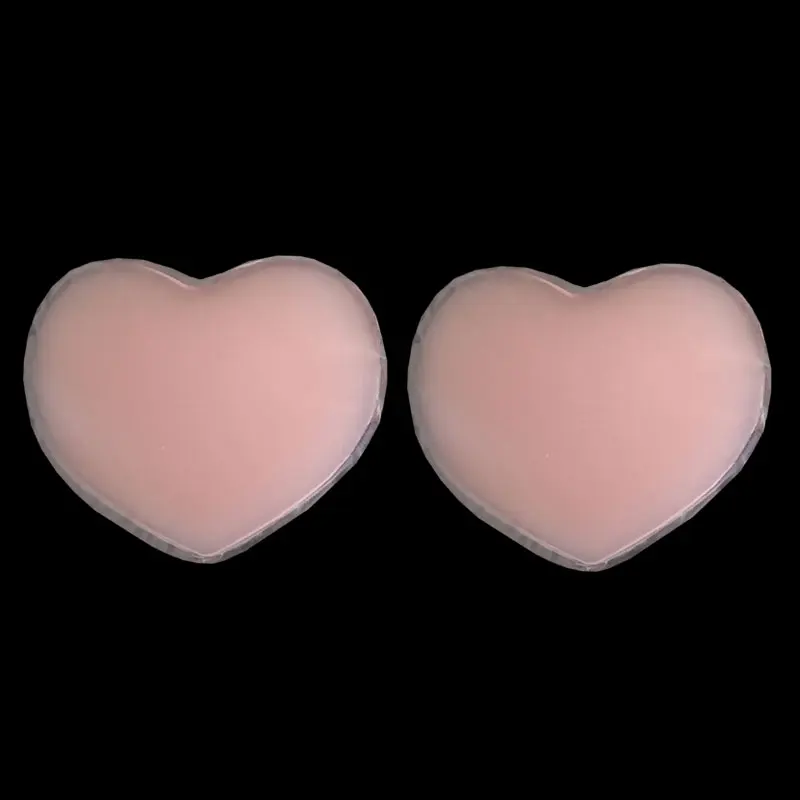Silicone Heart Лидер продаж, 2 шт./1 пара, силиконовые накладки на соски, накладки для бюстгальтера, клей для кожи, многоразовые невидимые лепестки груди, вечерние накладки - Цвет: Silicone Heart