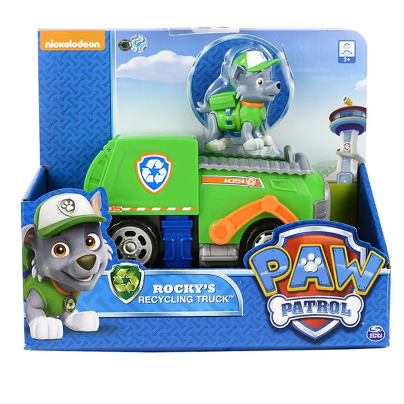 Rocky box Подлинный Игрушечный Набор Paw Patrol игрушечный автомобиль Эверест Аполлон трекер Райдер Скай прокрутка фигурка аниме модель детские игрушки - Цвет: Rocky box
