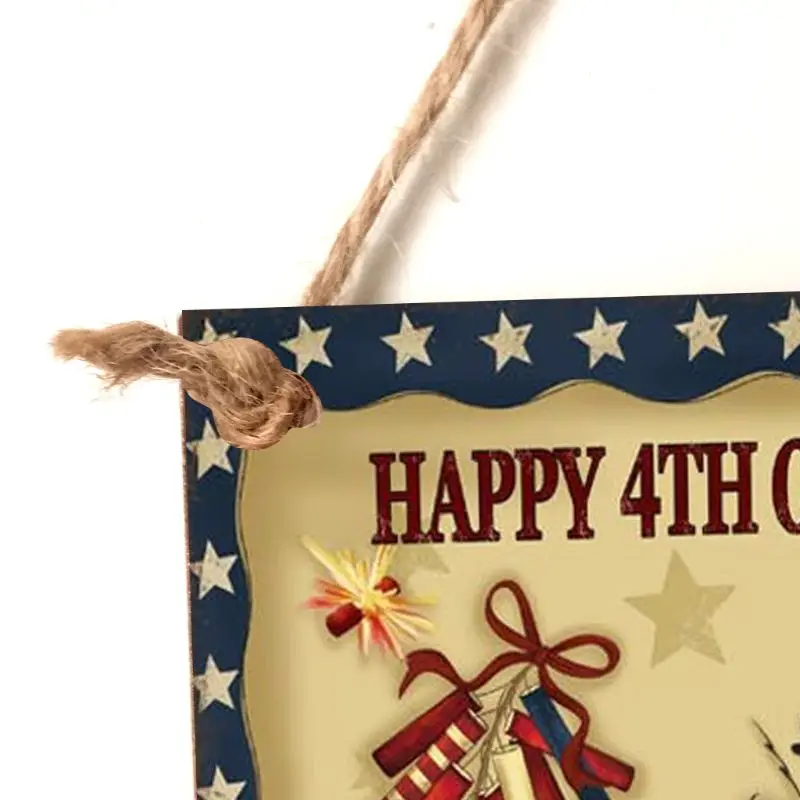 New Rustic Wooden Happy Happy 4th Of July Sign Plaque Independence Day Room Home Decor Collection Gift