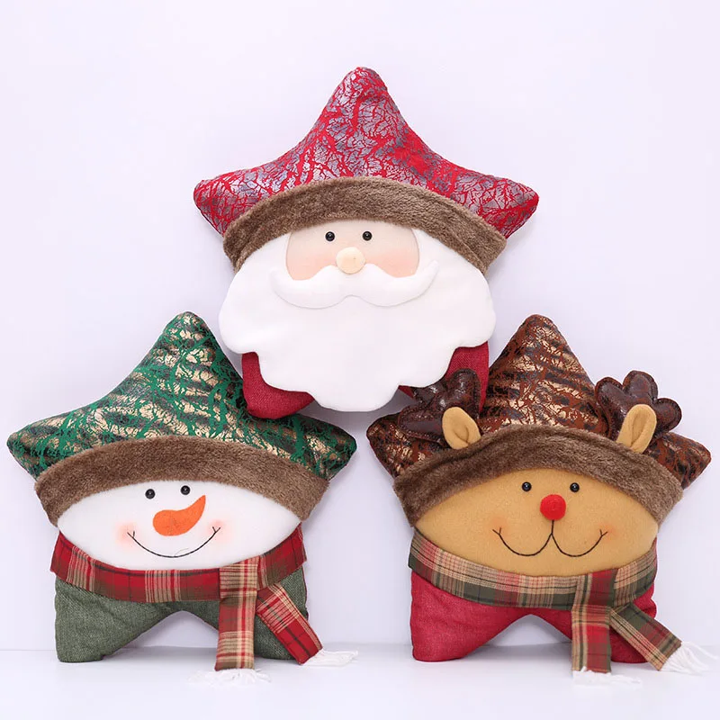 Multi-color Patchwork Five-star Elk Pillow Cushion-backed Household Supplies Deer Cartoon Pillow Decoration Home Textile