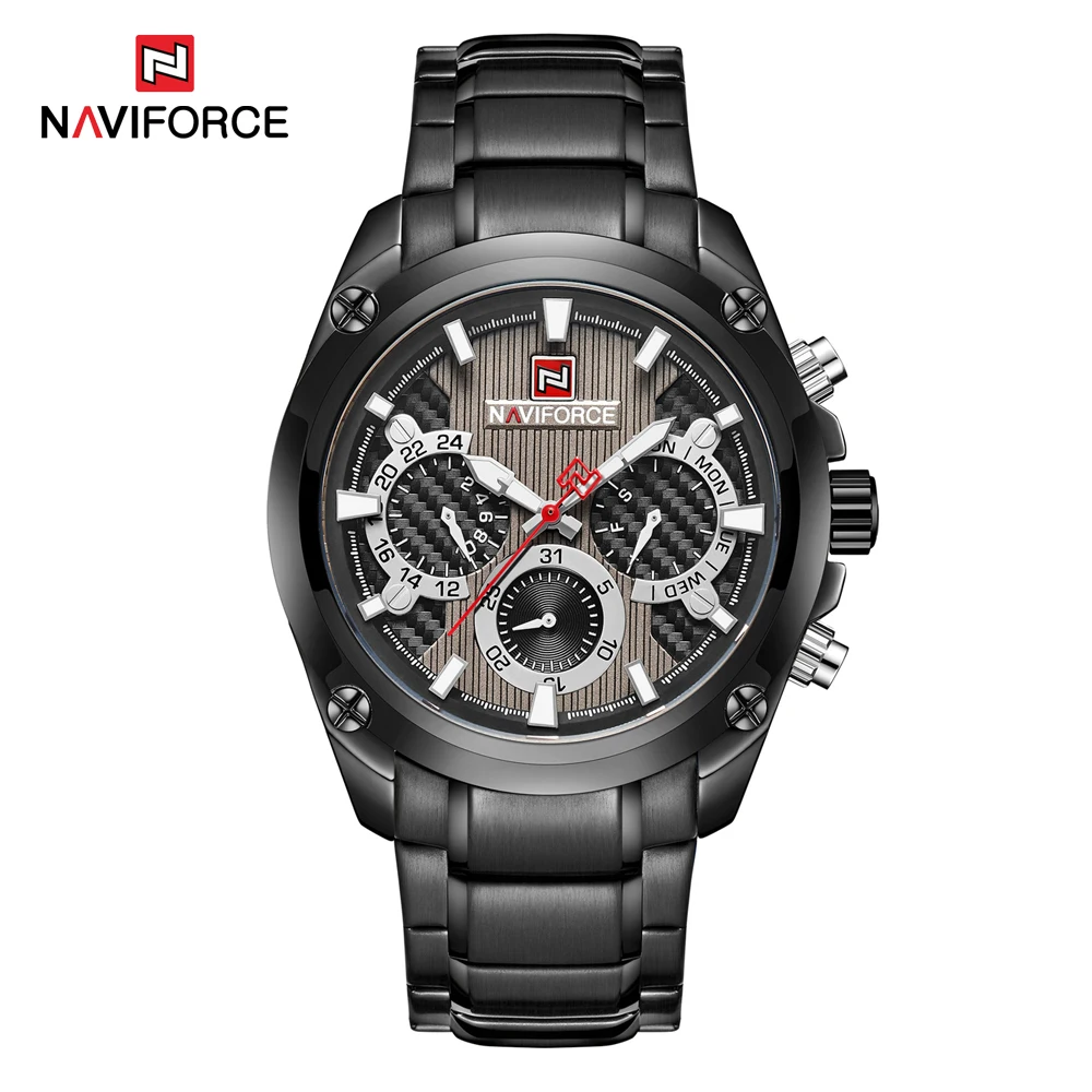 NAVIFORCE 12 и 24 часа дисплей ДАТА Кварцевые часы наручные часы Мужская мода многофункциональные бизнес часы мужские водонепроницаемые часы