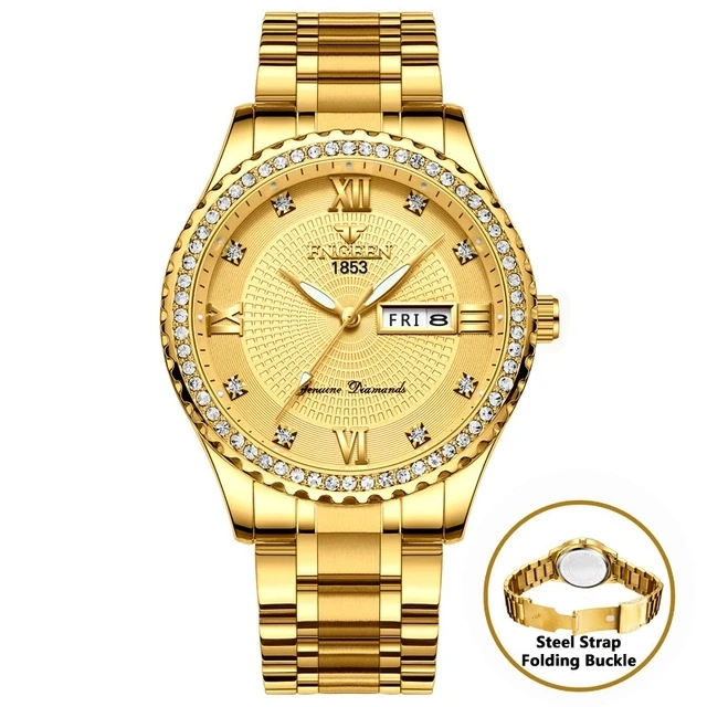 

High Quality Mens Watch FNGEEN Brand Watches for Men Clock Date Week Display Luminous Quartz Watch Diamond Relogio Masculino