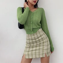ZOGAA Women Split Details Plaid Mini Skirt with Under Shorts Mini Skort In Check Harajuku Korean Style Pleated Skirts