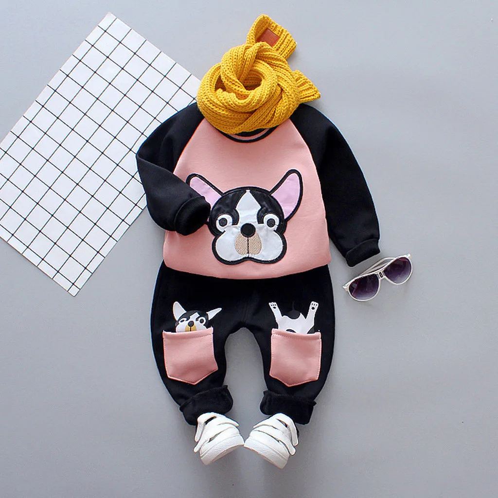 Toddler Newborn Infant Baby Boy Girl clothes sets Warm Thick Cartoon Sweatshirt Tops Pants Outfits Tracksuit boys clothes sets