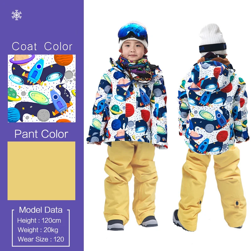 Лыжный костюм для мальчиков комплект из 2 предметов, куртка для сноуборда и штаны детские лыжные брюки ветронепроницаемый водонепроницаемый теплый лыжный комплект для мальчиков и девочек, зимняя куртка - Цвет: I