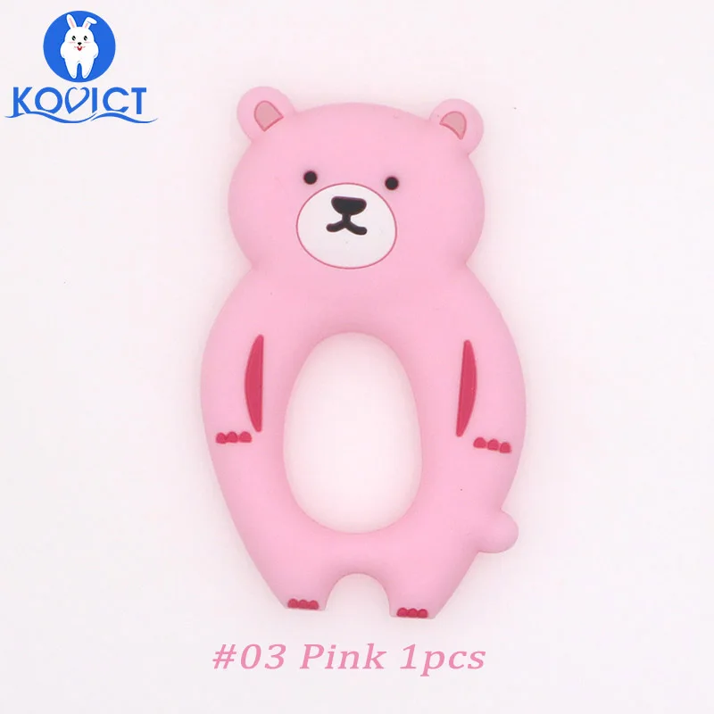 NO.03 Pink 1pcs Kovict bear/детский силиконовый Прорезыватель для зубов, грызунов, BPA, без еды, силиконовый Прорезыватель для зубов, пустышка для кормления, силиконовые бусины - Цвет: NO.03 Pink 1pcs