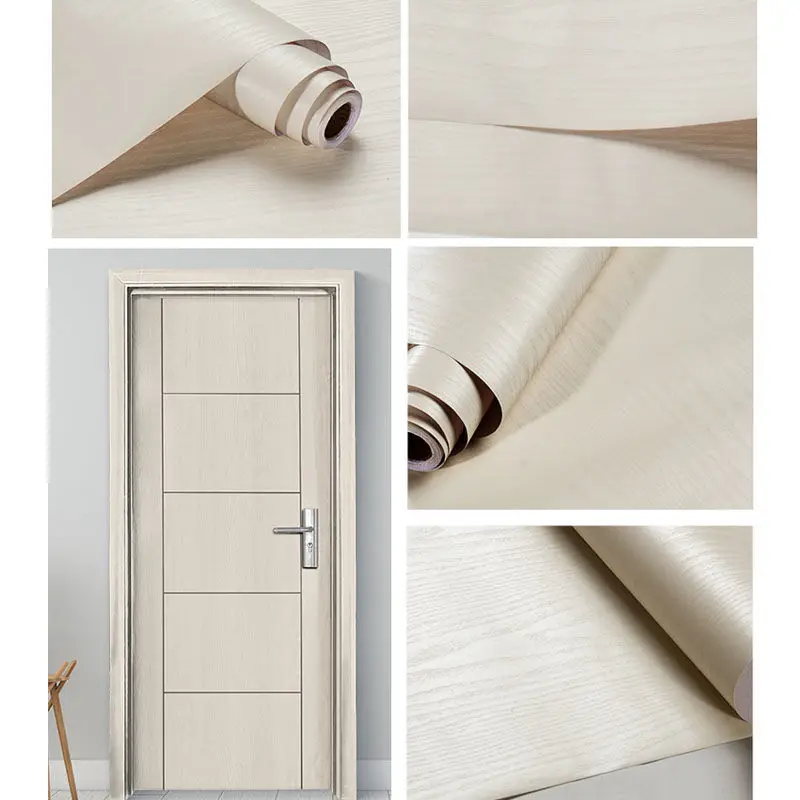 Self Adhesive PVC Waterproof Wood Grain Wallpaper Rolls Kitchen