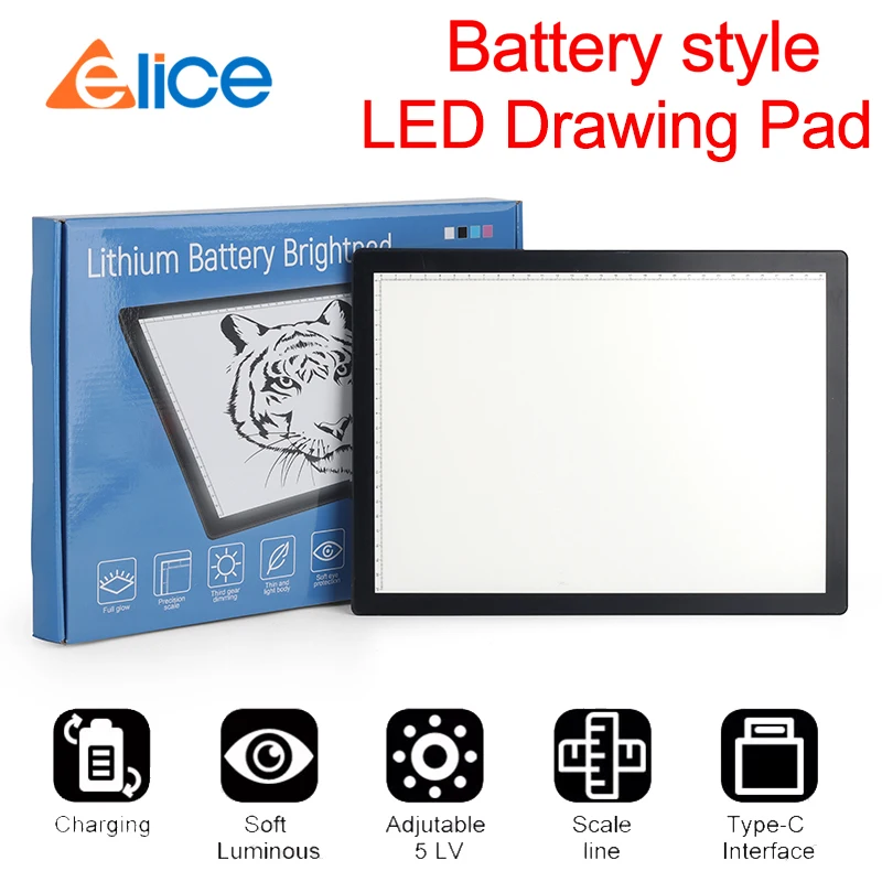 Elice 2020 new battery style support charging function ABS frame LED  Drawing Tablet Digital Graphics Pad Tracing Drawing Board - AliExpress
