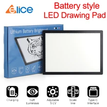 Elice 2020 new battery style support charging function ABS frame LED Drawing Tablet Digital Graphics Pad Tracing Drawing Board