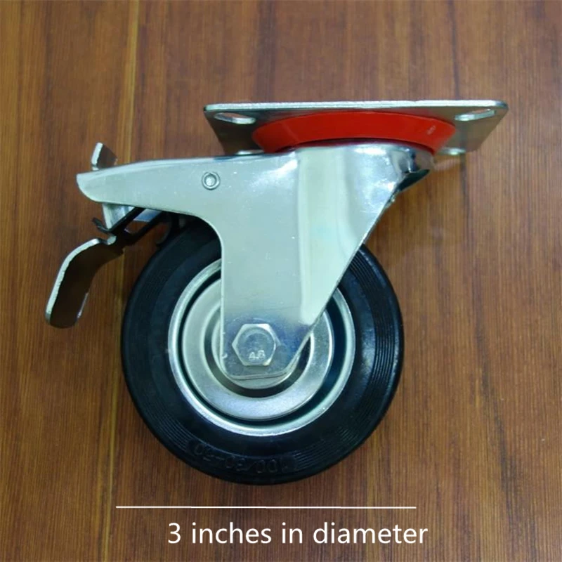 3 inches in diameter 2 шт./лот тележка с колесиками колеса бесшумный Универсальный колеса 3/4/5 дюймов Вращающийся резиновый ролик колеса безопасной роликовая мебель оборудования - Цвет: 3 inches in diameter