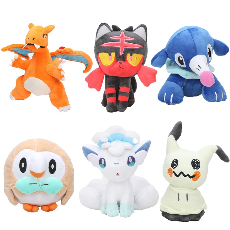 Плюшевая игрушка-Покемон 18-28 см аниме Charizard Eevee Litten Rowlet Popplio Alola Vulpix Mimikyu плюшевая