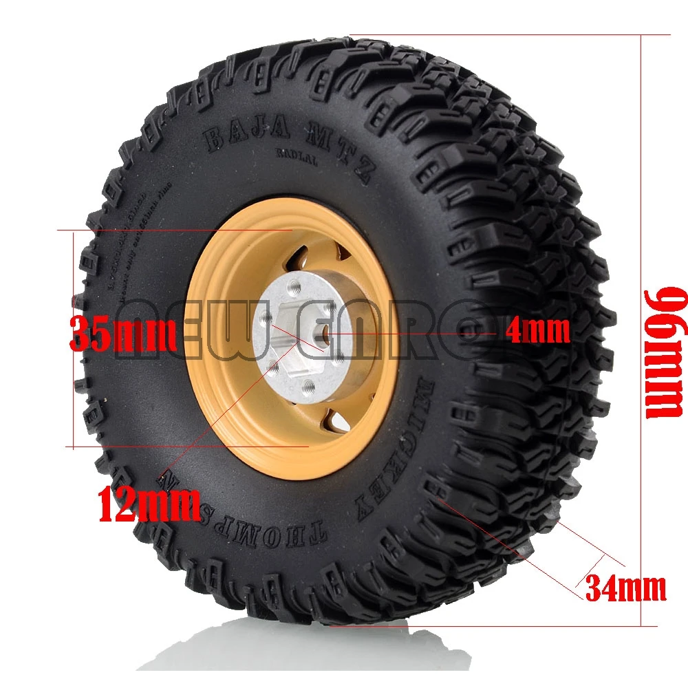 ENRON 1,55 дюймов 4P Beadlock колеса диски 96 мм шины для RC 1/10 D90 TF2 CC01 LC70 MST JIMNY осевой 90069