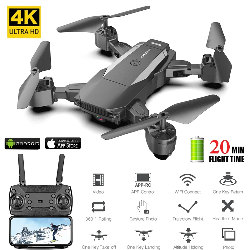 Foldable Selfie Phone Control Drones Toys with Wifi FPV HD Camera 20 Mins Flying 