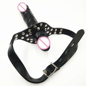 Double-Ended Dildo Gag Open Mouth Gag Mouth Plug BDSM Bondage Sex Shop Sex Toys for Couples Slave Restraint Head Strapon 4