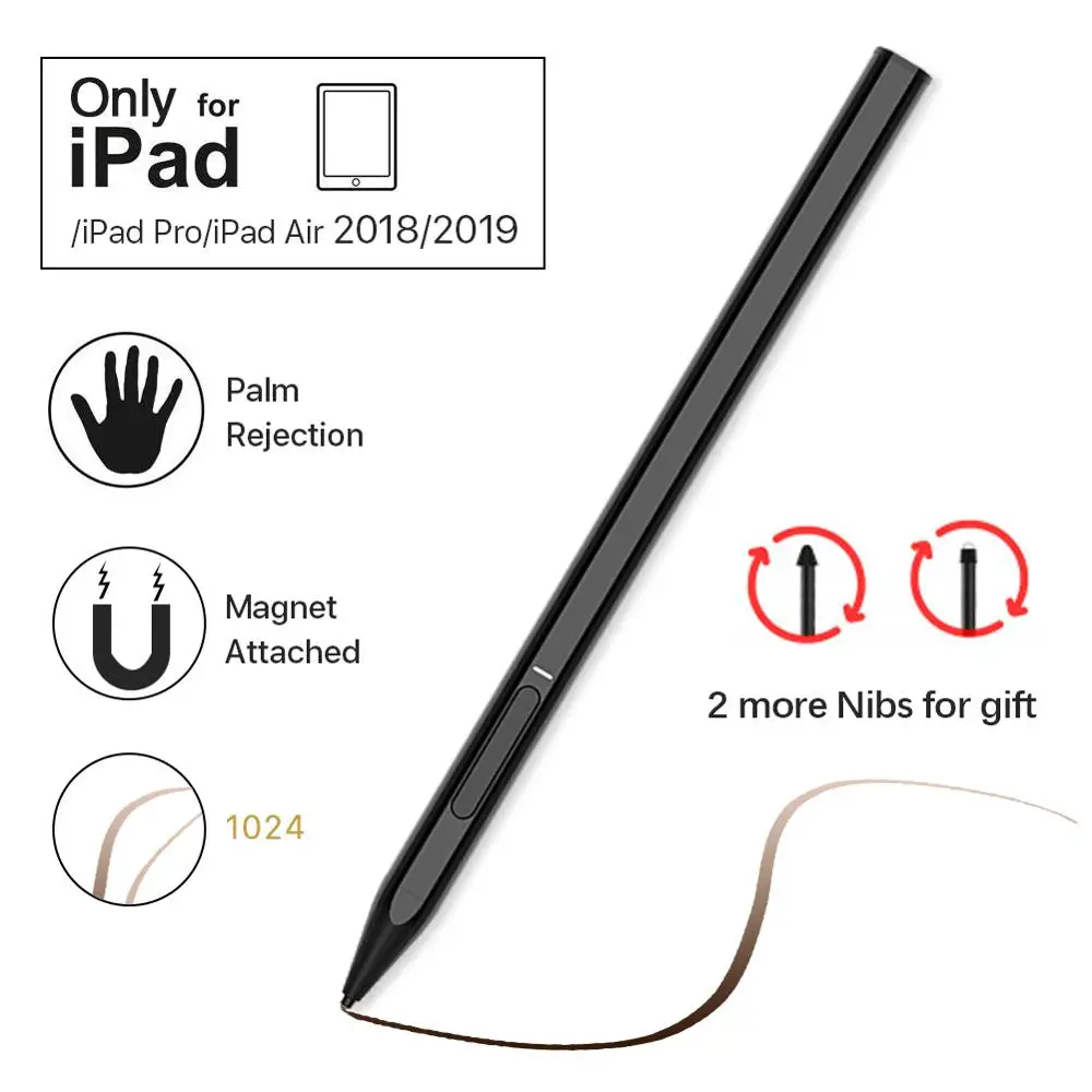 

Universal for 1st and 2nd Gen Stylus Pencil Replacement with Palm Rejection, Active Digital Pen for iPad 2018 Release or Later