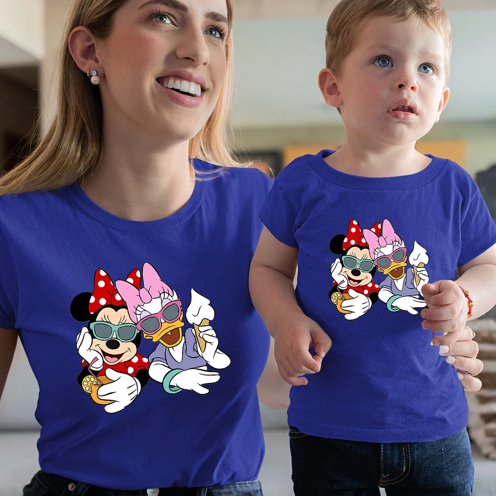 matching family christmas outfits Disney Basic T-shirt Stitch Best Friend Minnie And Daisy Graphic Tshirt Mom Daughter Anime Family Look Minimalis Outdoor Clothes plus size matching family outfits