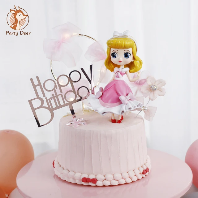 Quadrado redondo flor decoração do bolo de aniversário decoração do bolo de  aniversário decoração do bolo de aniversário feliz aniversário topper -  AliExpress