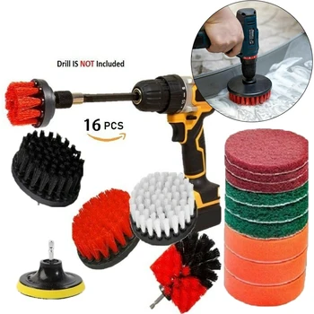 

16 In 1 Drill Brush Set, Extend Long Attachment, Scrub Pads, Sponge, Power Kit
