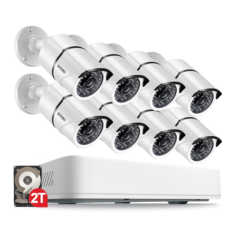 ZOSI 5MP CCTV камера видеонаблюдения системы безопасности 8 каналов видео ночного видения DVR комплект удаленного просмотра на телефоне с HDD - Цвет: White Camera